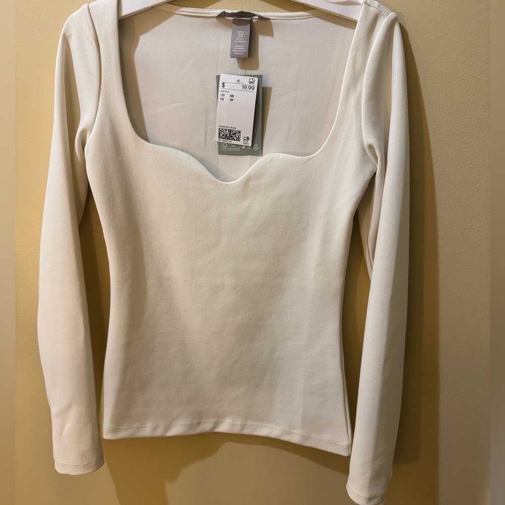 H&M Elegant Cream Long Sleeve Top NWT